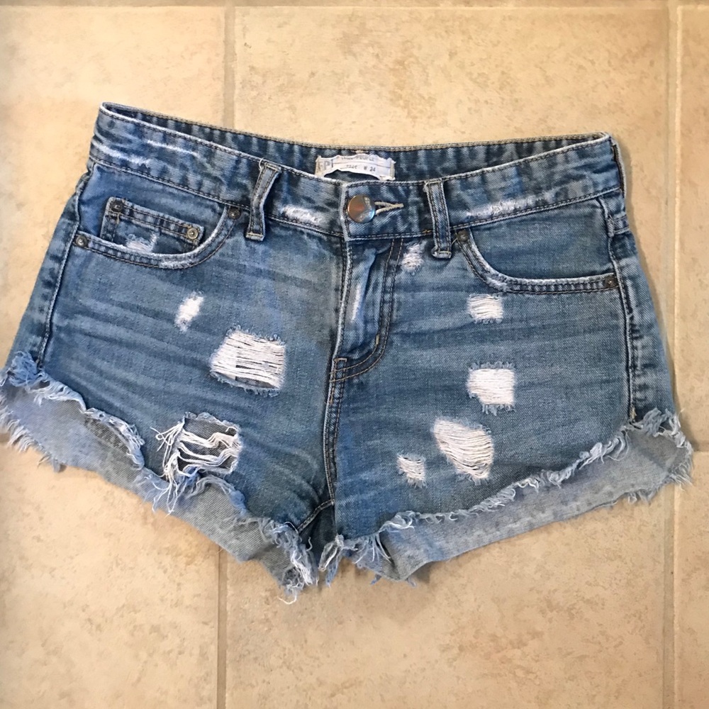 Free People Distressed Denim Shorts